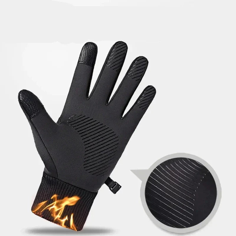 Touchscreen fleece gloves for winter use - waterproof and windproof for cycling, running, and skiing.