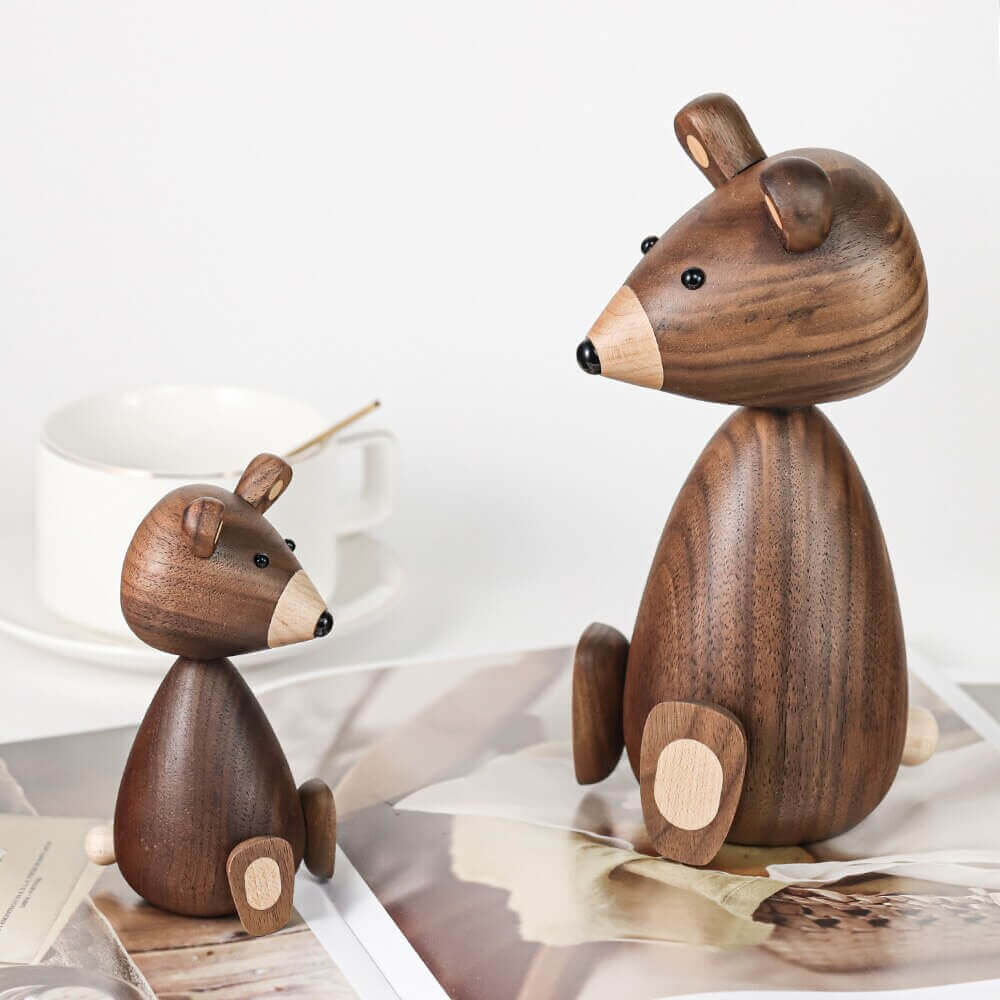 WoodlandWhimsy – Legend Bear Wooden Figure with Minimalist Charm