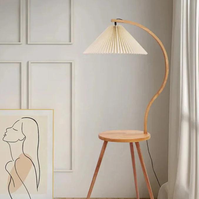 Minimalist wooden table lamp with a twist