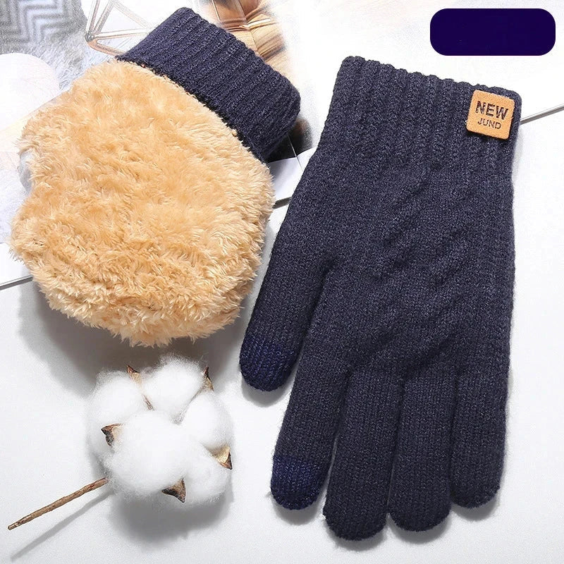 Thermal wool gloves with touchscreen - winter driving gloves