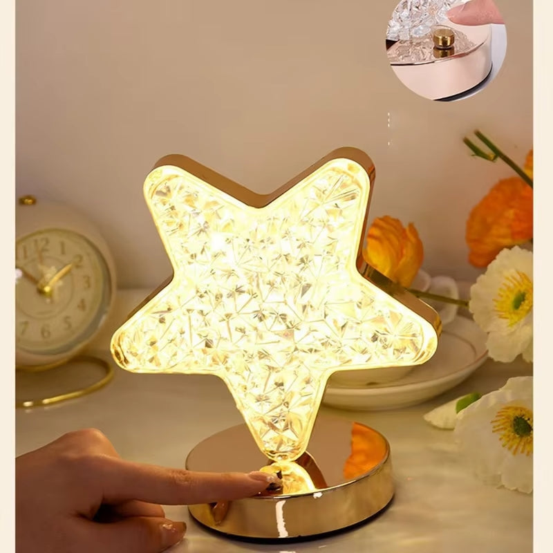 CrystalStar LED star-shaped lamp with elegant crystal glow