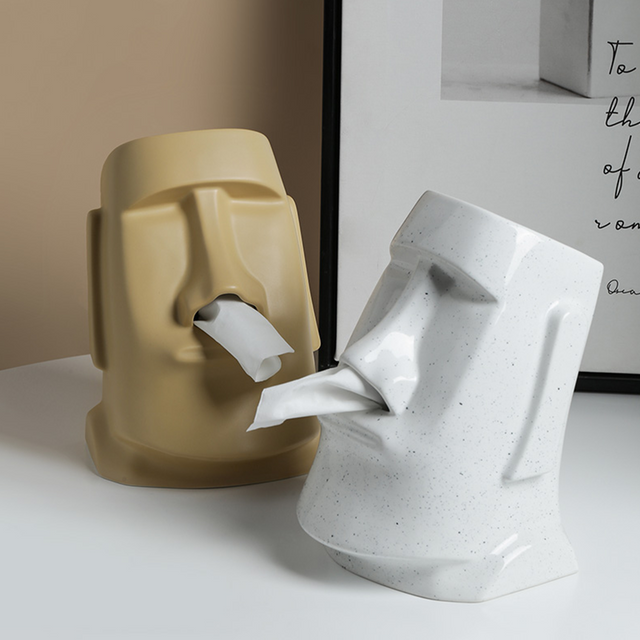 StatueTissue - quirky Moai scarf holder for stylish rooms