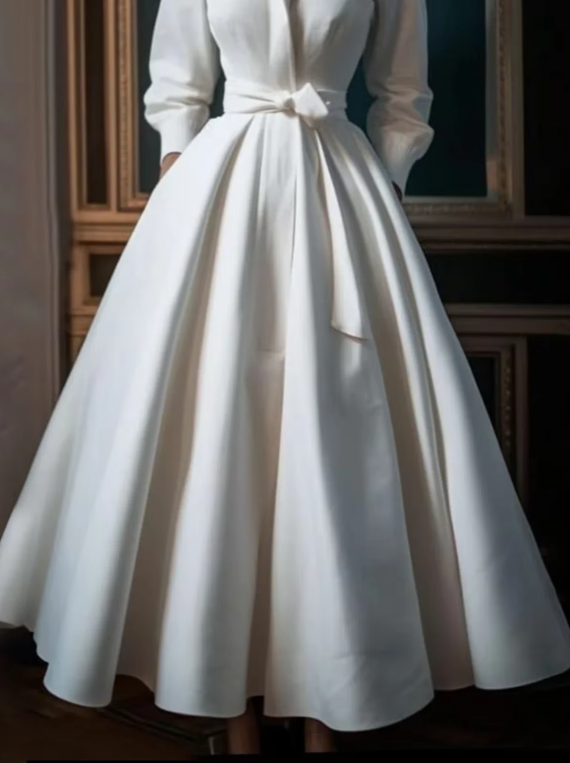 Alexia - Elegant Long-Sleeve A-Line Dress