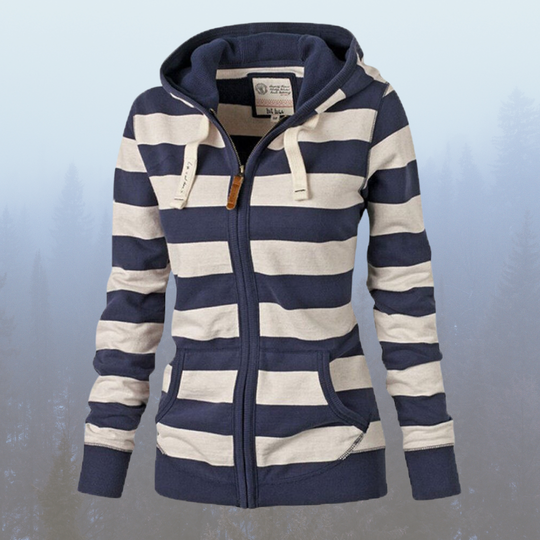 Ellie - Striped hoodie with zipper and pockets