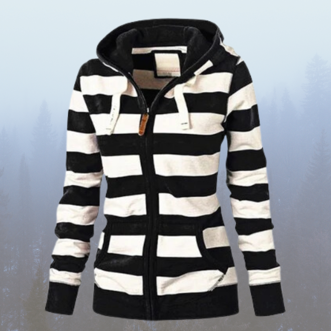 Ellie - Striped hoodie with zipper and pockets