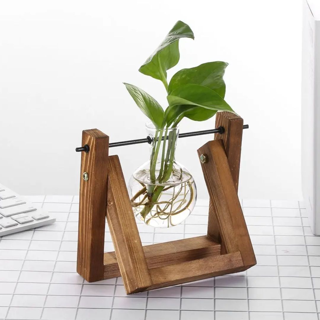 HydroGrow - Stylish Hydroponic Planter with Wooden Tray