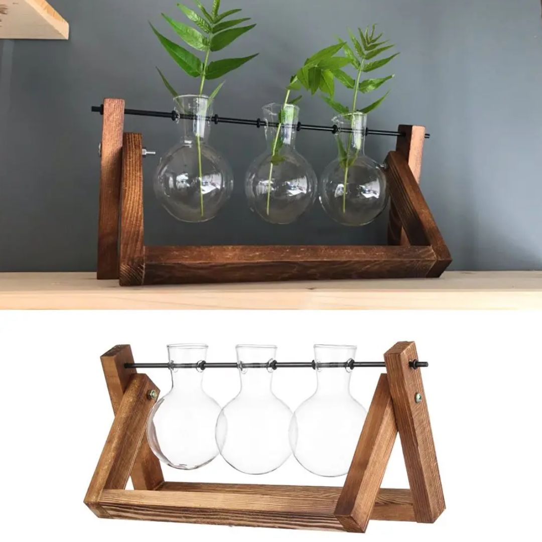 HydroGrow - Stylish Hydroponic Planter with Wooden Tray