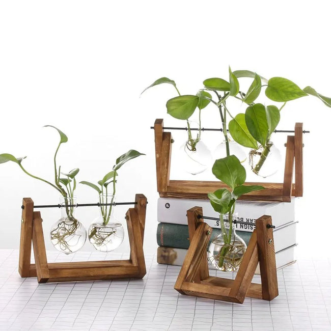 HydroGrow - Stylish Hydroponic Planter with Wooden Tray