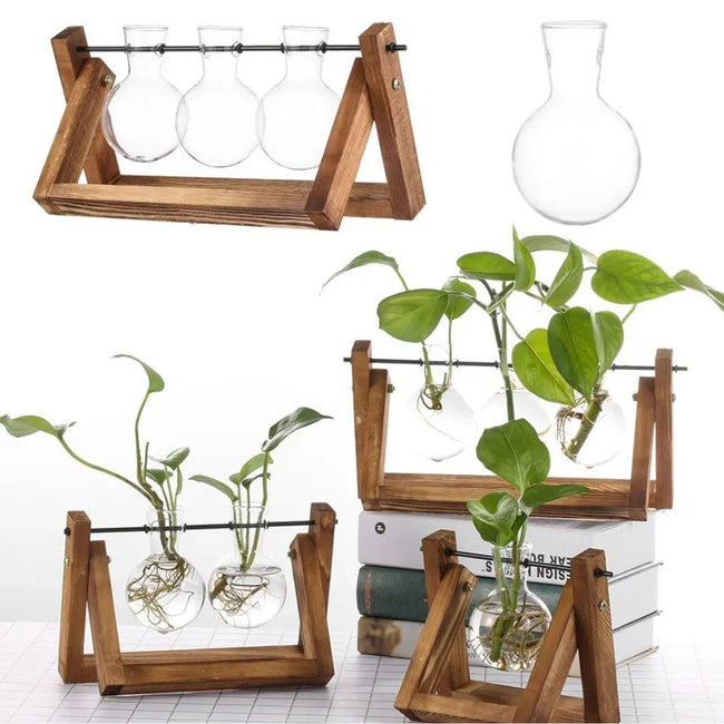 HydroGrow - Stylish Hydroponic Planter with Wooden Tray