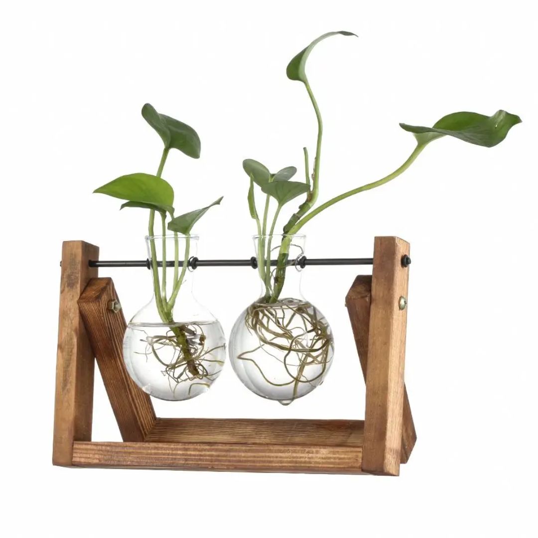 HydroGrow - Stylish Hydroponic Planter with Wooden Tray