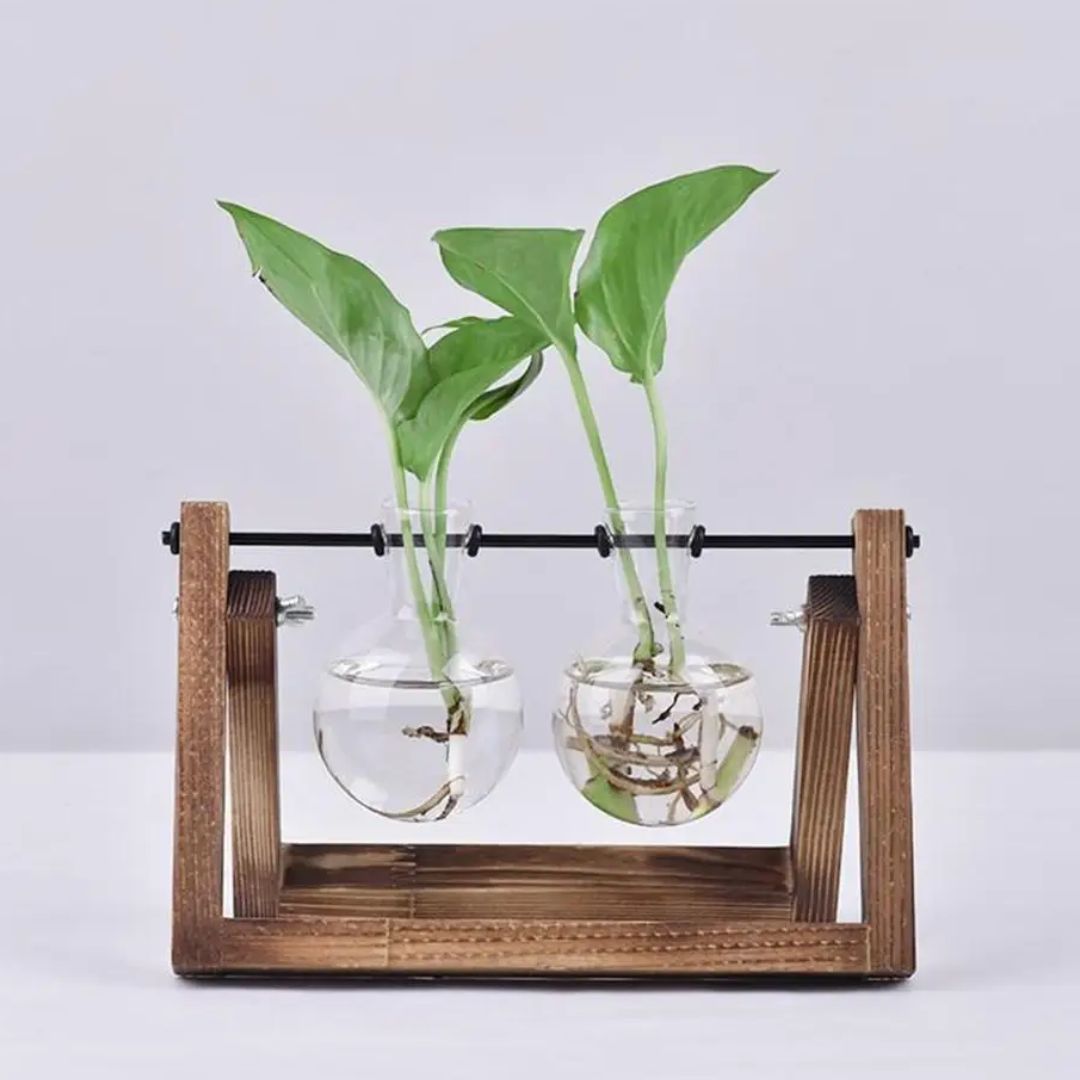 HydroGrow - Stylish Hydroponic Planter with Wooden Tray