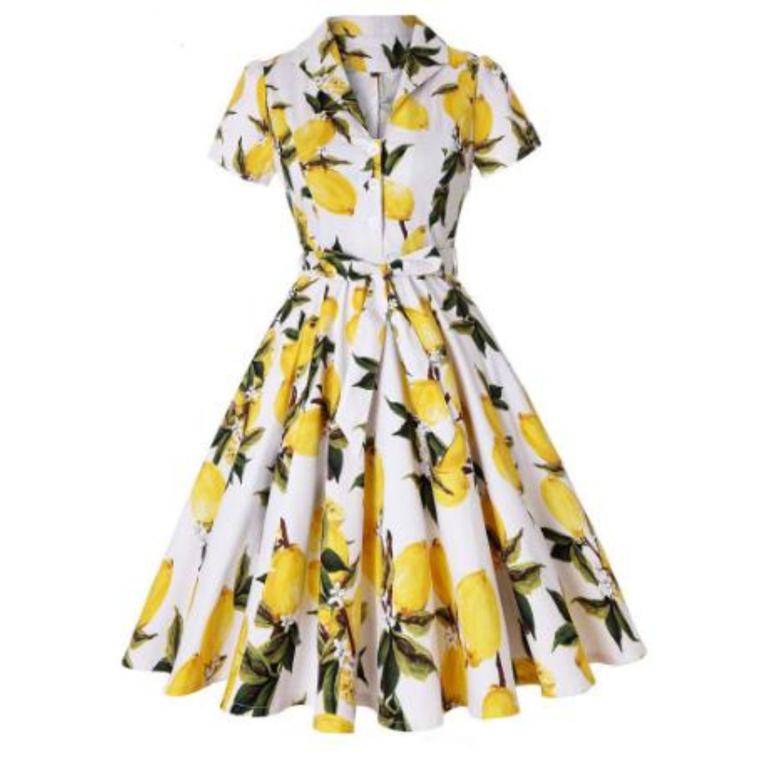 Sandrina - Summer-Inspired Dress with Artistic Print and Belt