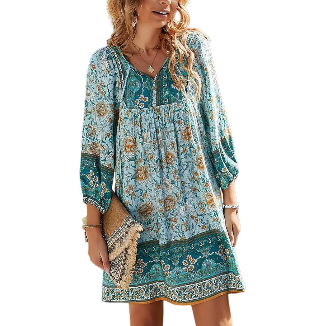 Judea - Relaxed Fit Boho Floral Midi Dress