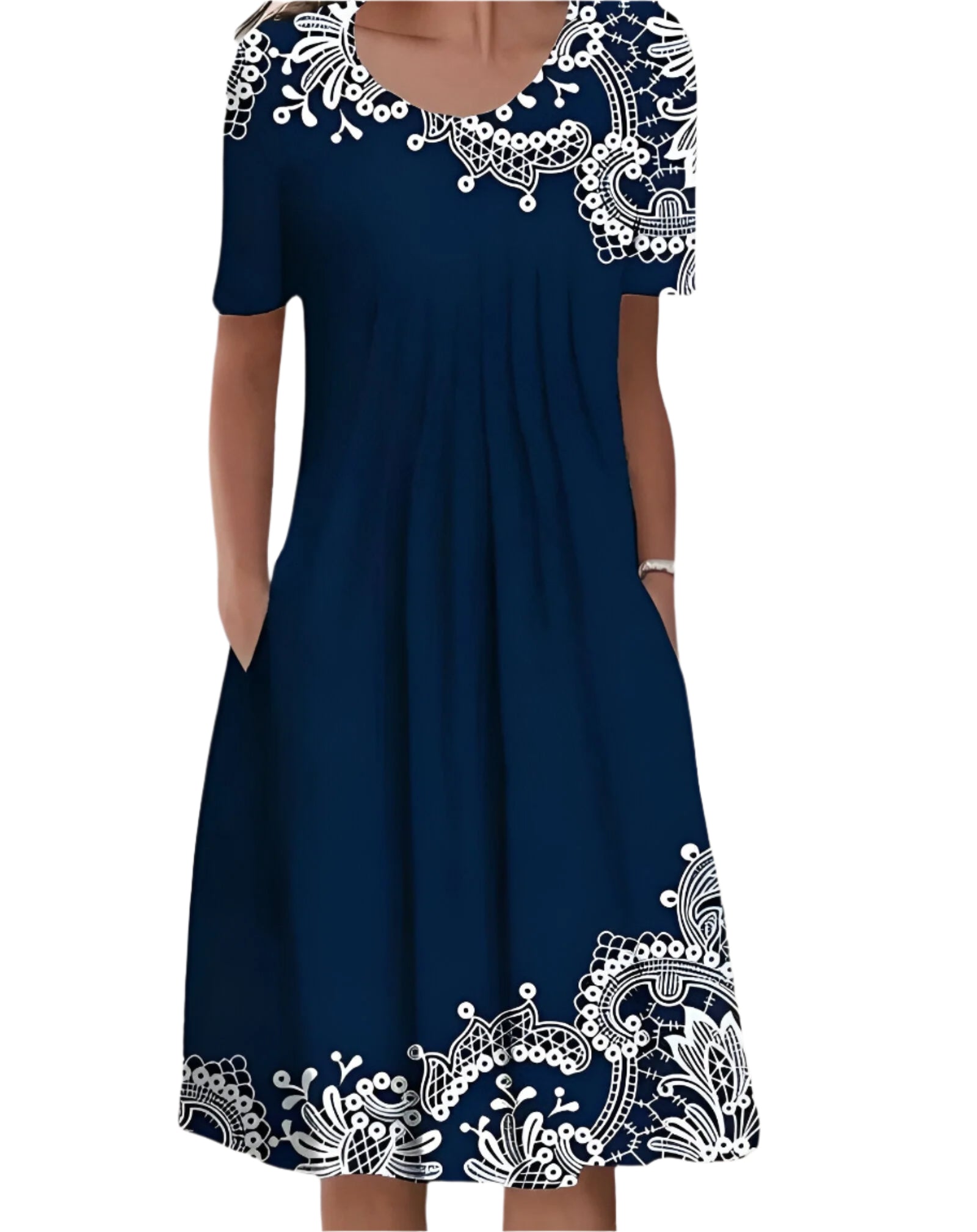 Margareth - Midi dress for women with floral and solid colors patterns