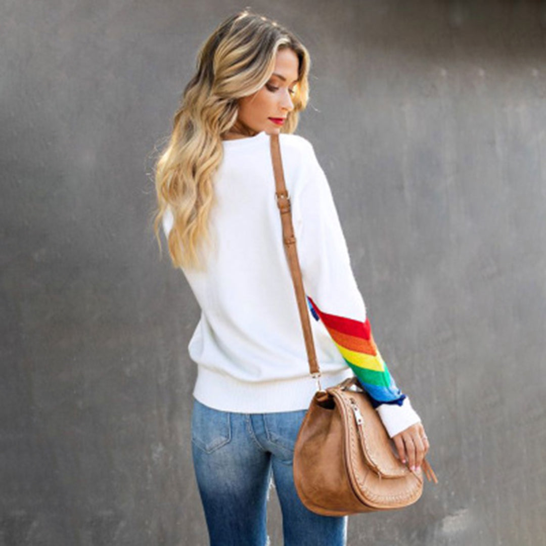 Rowena | Round Neck Rainbow Design Sweater