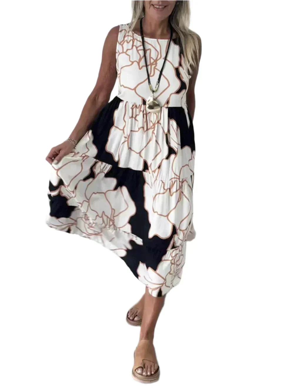 Jasmine - Sleeveless Floral Dress with Ruffles for a Casual Summer Look with Ease