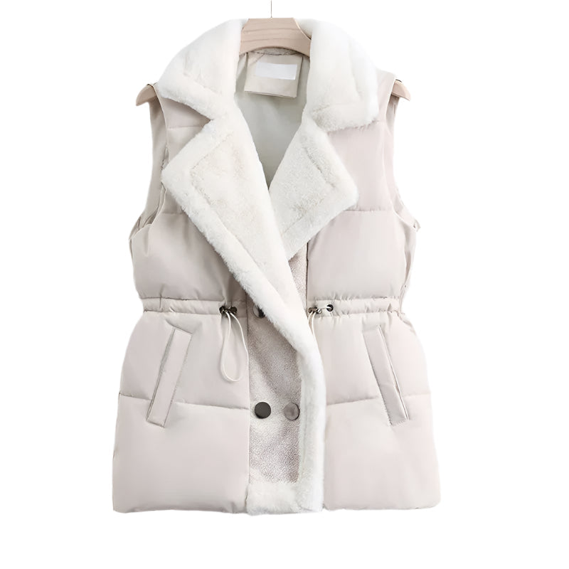 Stephanie - Luxurious Quilted Vest with Faux Fur Collar