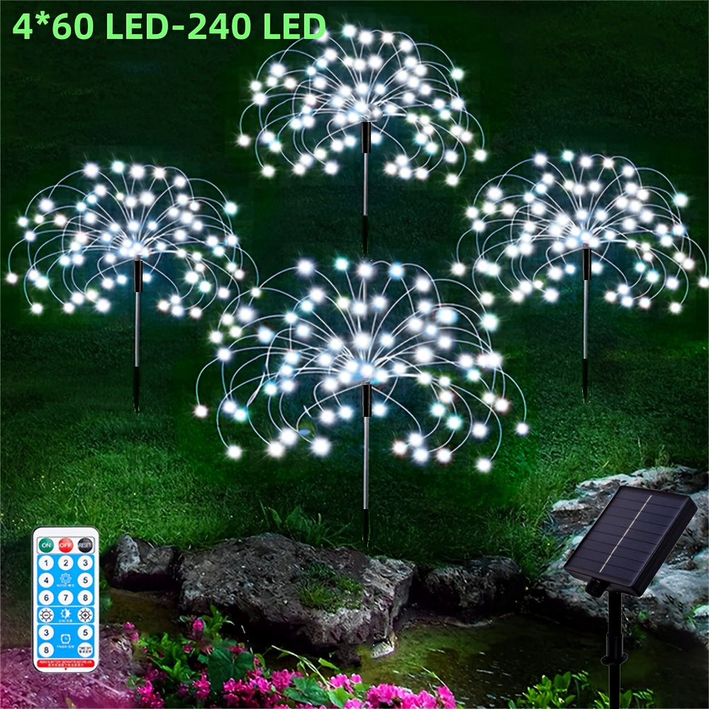 4pcs Led Solar Firework Lights, Outdoor Waterproof Solar Garden Fireworks