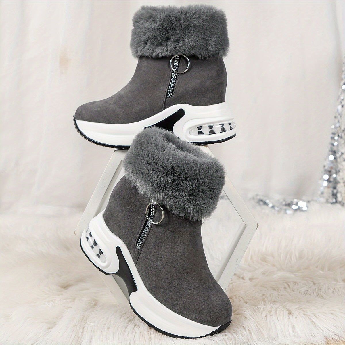 Emma - Comfortable, slip-resistant boots with fur lining and side zipper