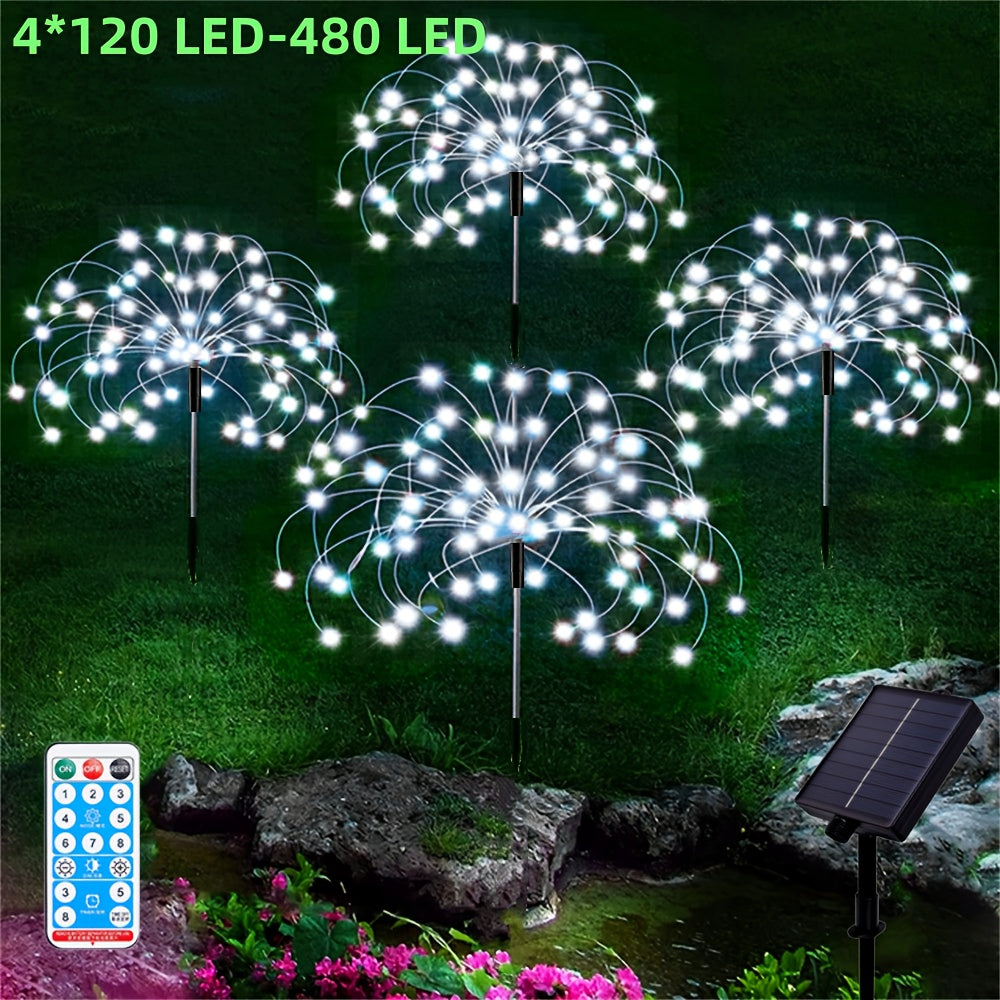 4pcs Led Solar Firework Lights, Outdoor Waterproof Solar Garden Fireworks