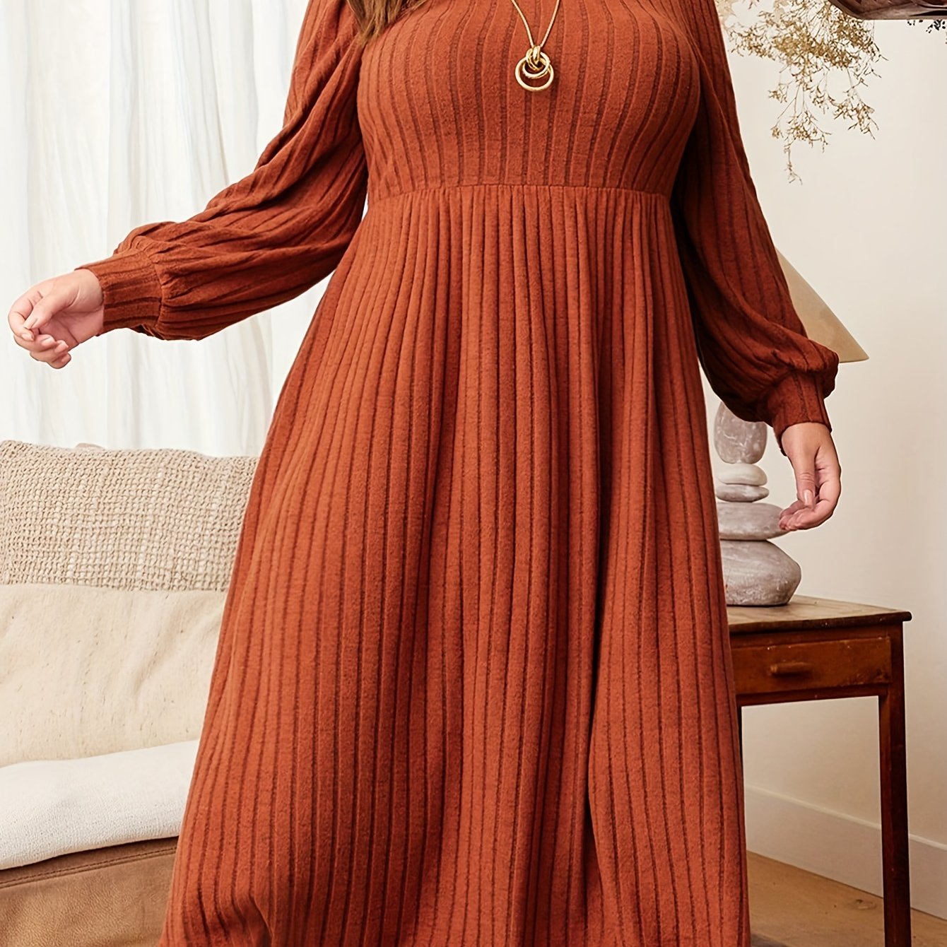 Line Pattern Long Sleeve Fashion Dress