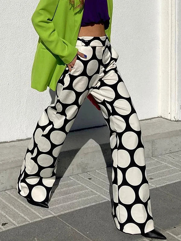 Greta | Printed polka dot wide leg pants for women