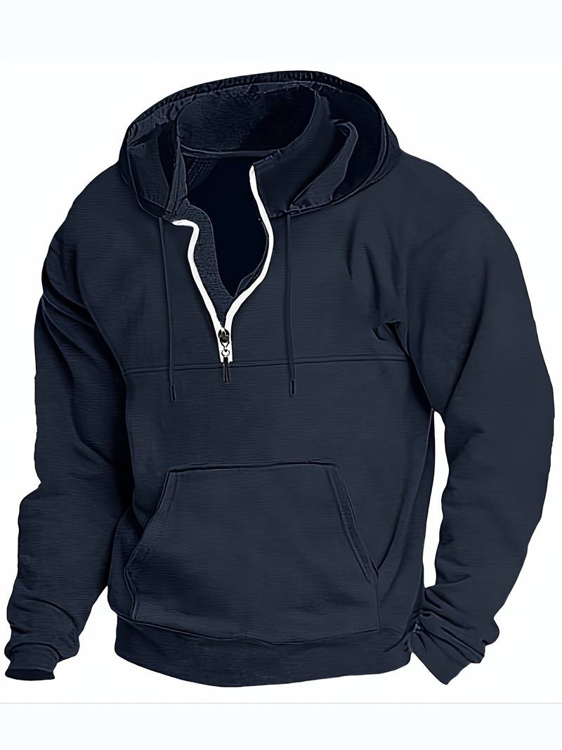 Hans - Hoodie with half zip and pockets