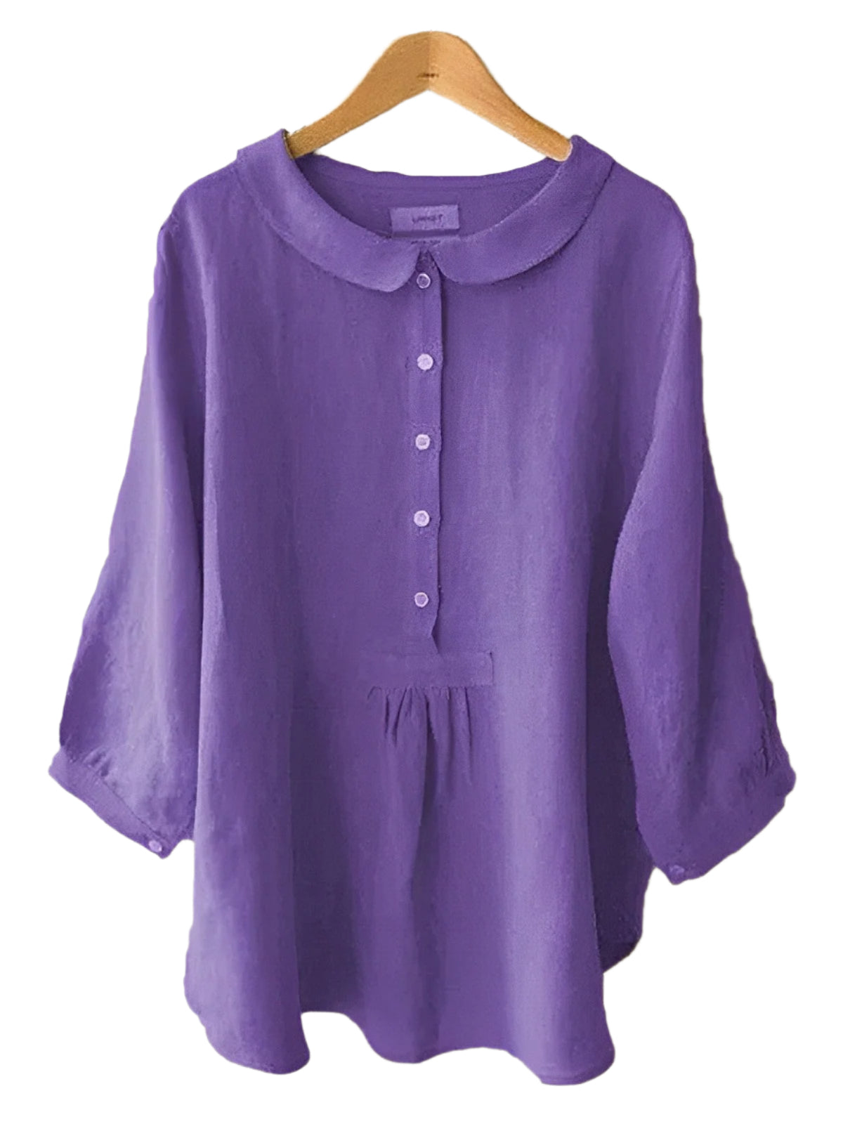 Jenikka - Airy Linen Blouse with Sleeves and Classic Collar