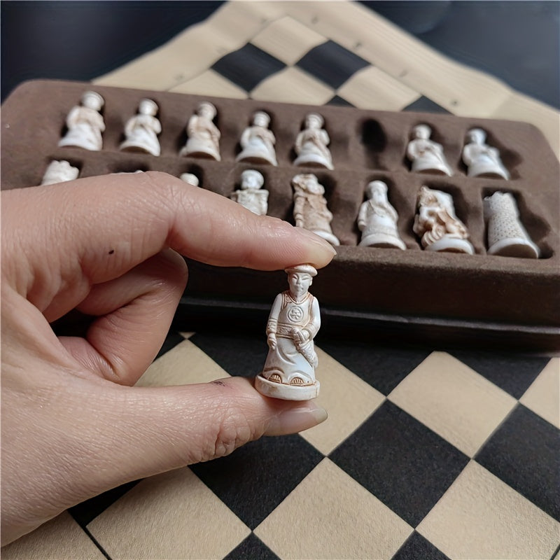 Antique Leather Board Game with Distinctive Soldier Pieces