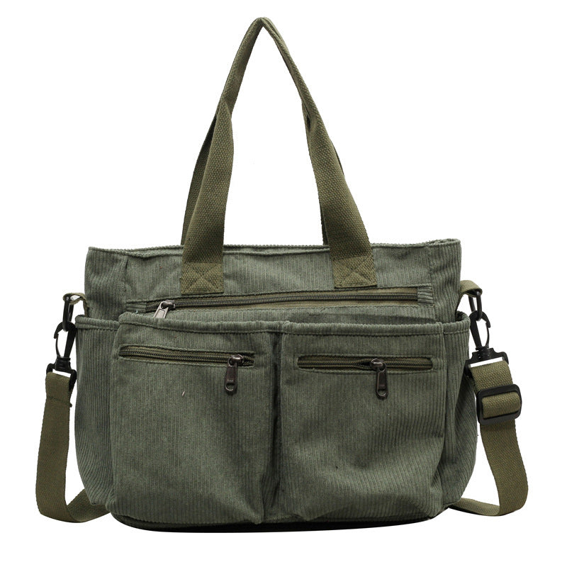 Vanza | Plain Corduroy Handbag