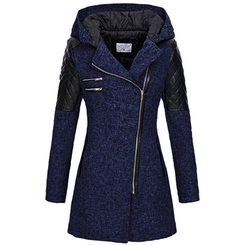 Caroline - Coat with diagonal zipper and extra warmth