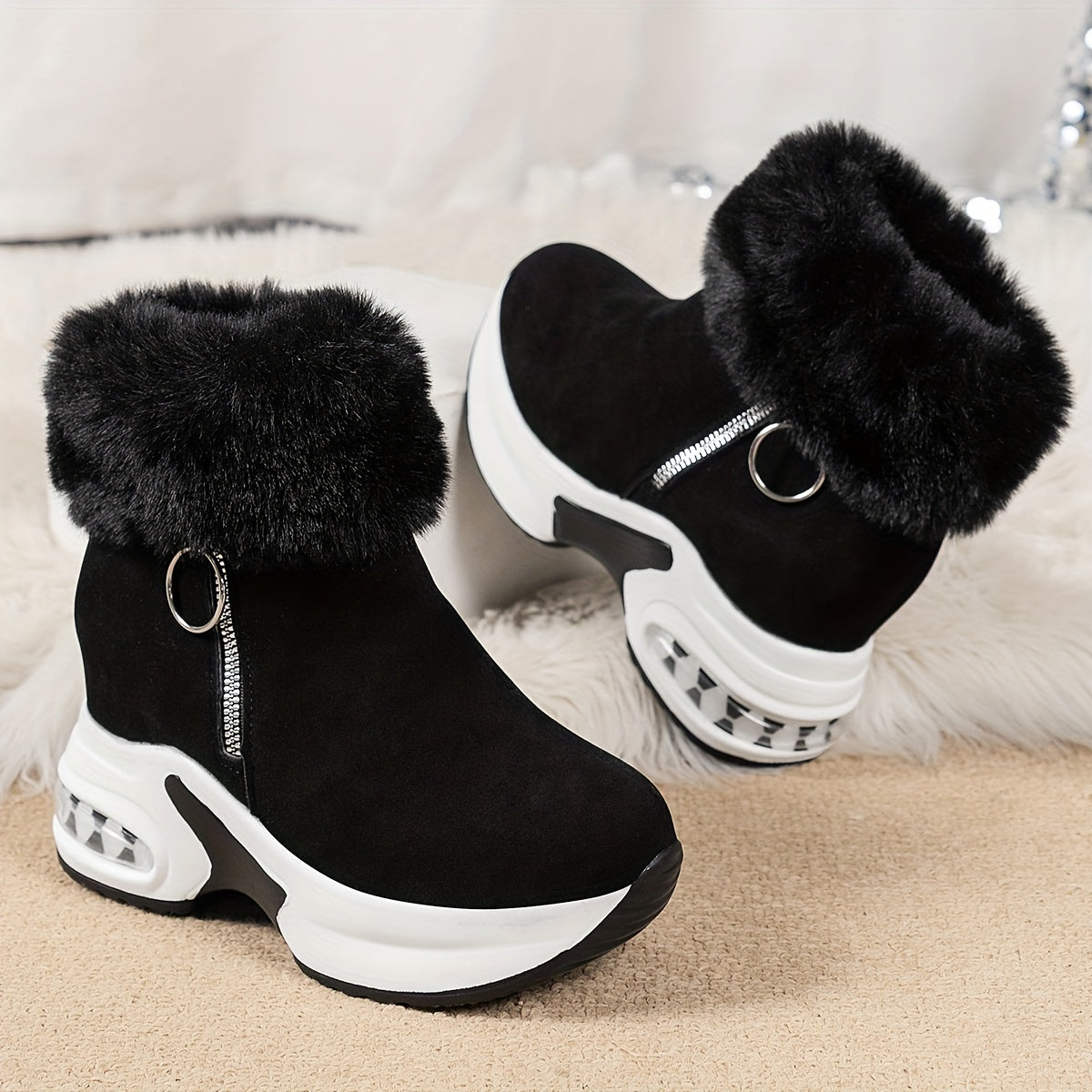 Emma - Comfortable, slip-resistant boots with fur lining and side zipper