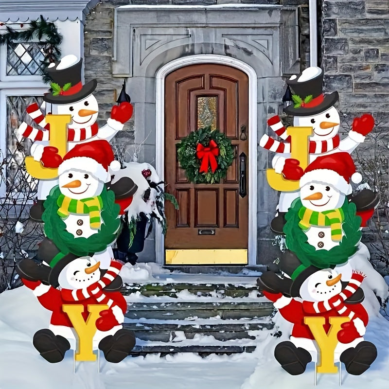 3pcs Set of Classic Snowman Christmas Yard Signs