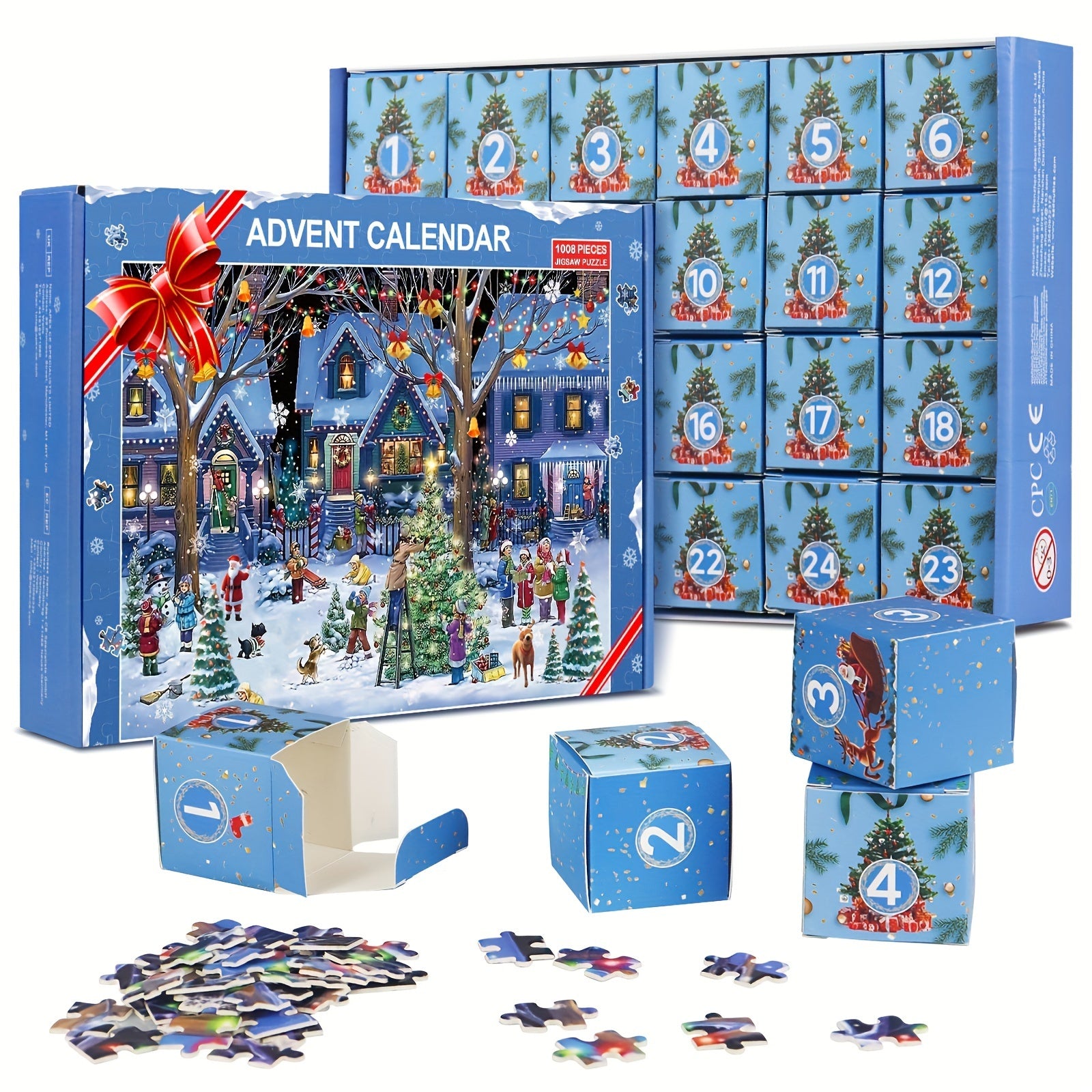 Contemporary Christmas Village Advent Calendar Puzzle