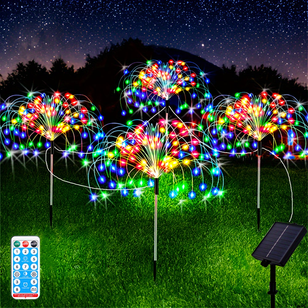 4pcs Led Solar Firework Lights, Outdoor Waterproof Solar Garden Fireworks