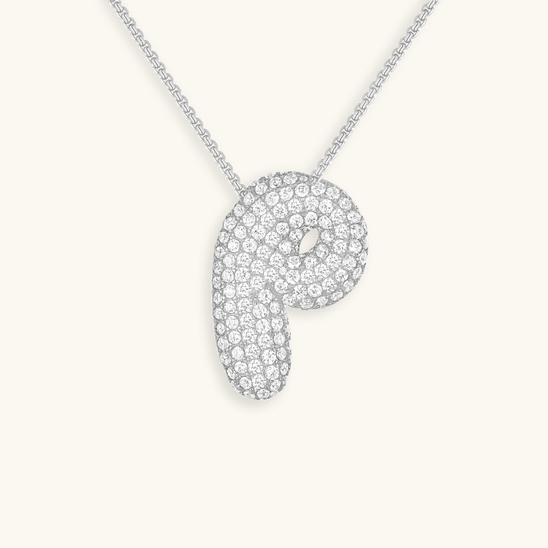 LunaBubble Initial Necklace with Diamond Effect – Personal Gift for Mother's Day