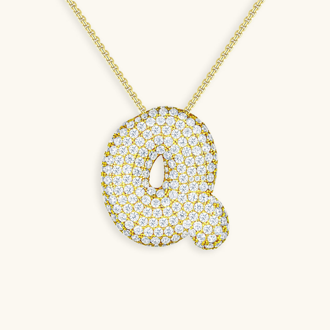 LunaBubble Initial Necklace with Diamond Effect – Personal Gift for Mother's Day