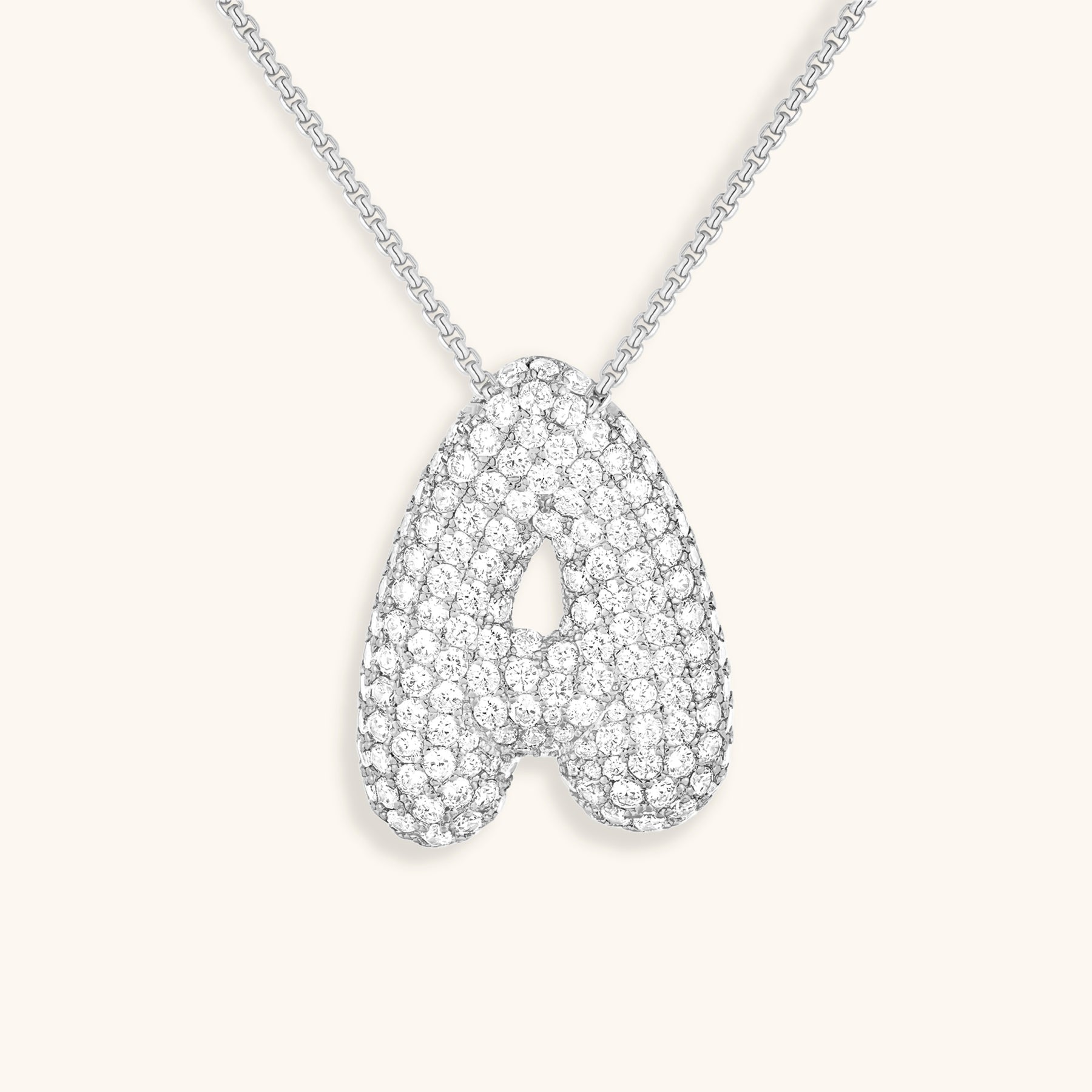 LunaBubble Initial Necklace with Diamond Effect – Personal Gift for Mother's Day