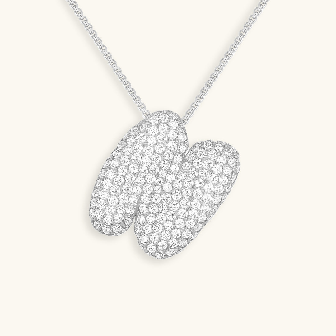 LunaBubble Initial Necklace with Diamond Effect – Personal Gift for Mother's Day