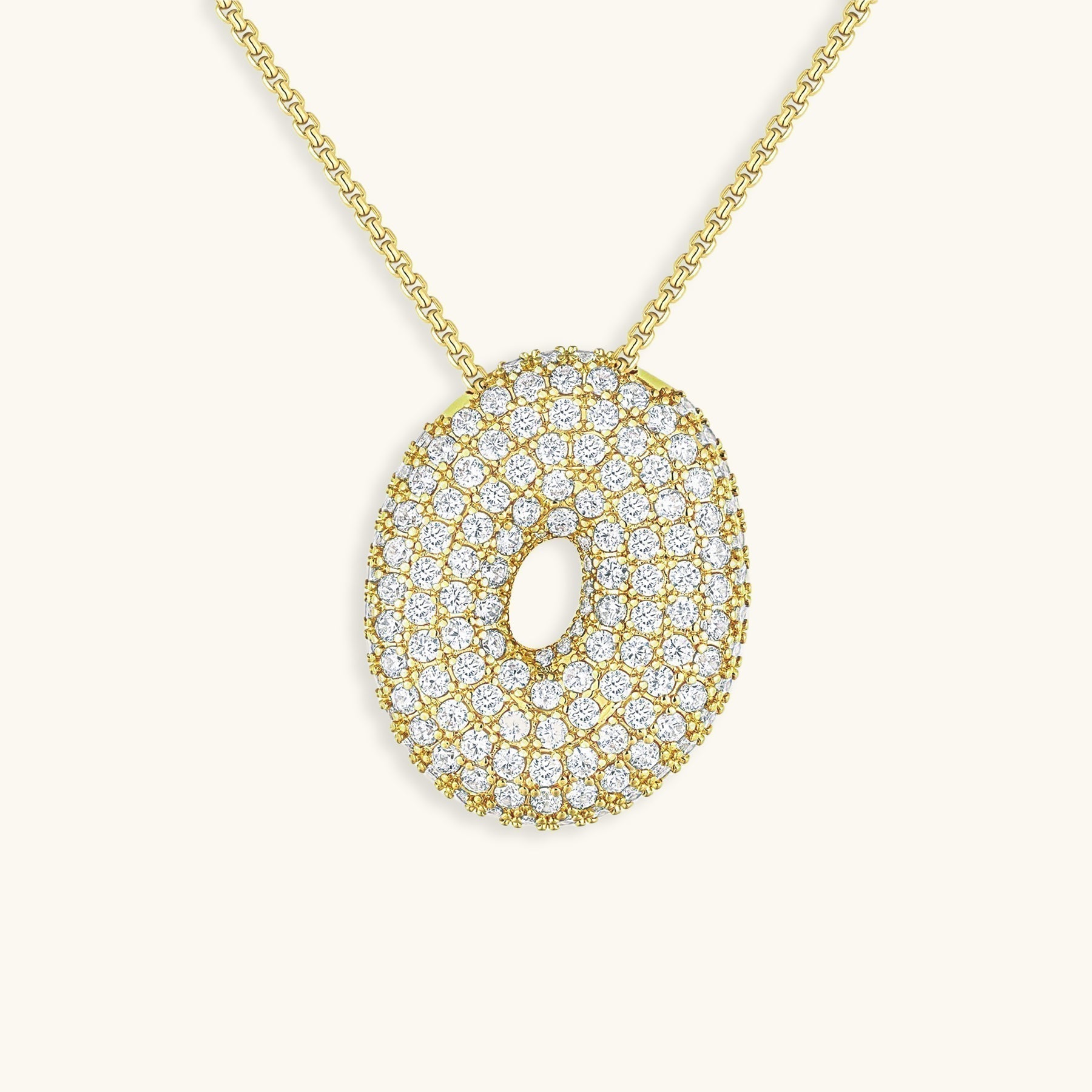 LunaBubble Initial Necklace with Diamond Effect – Personal Gift for Mother's Day