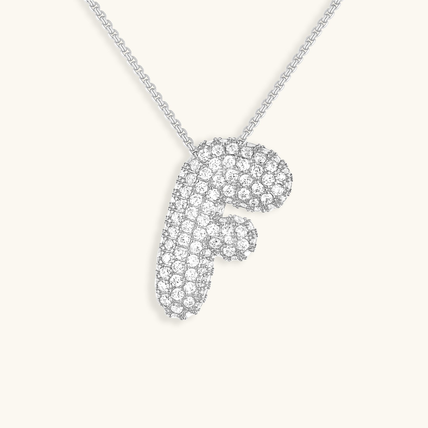 LunaBubble Initial Necklace with Diamond Effect – Personal Gift for Mother's Day