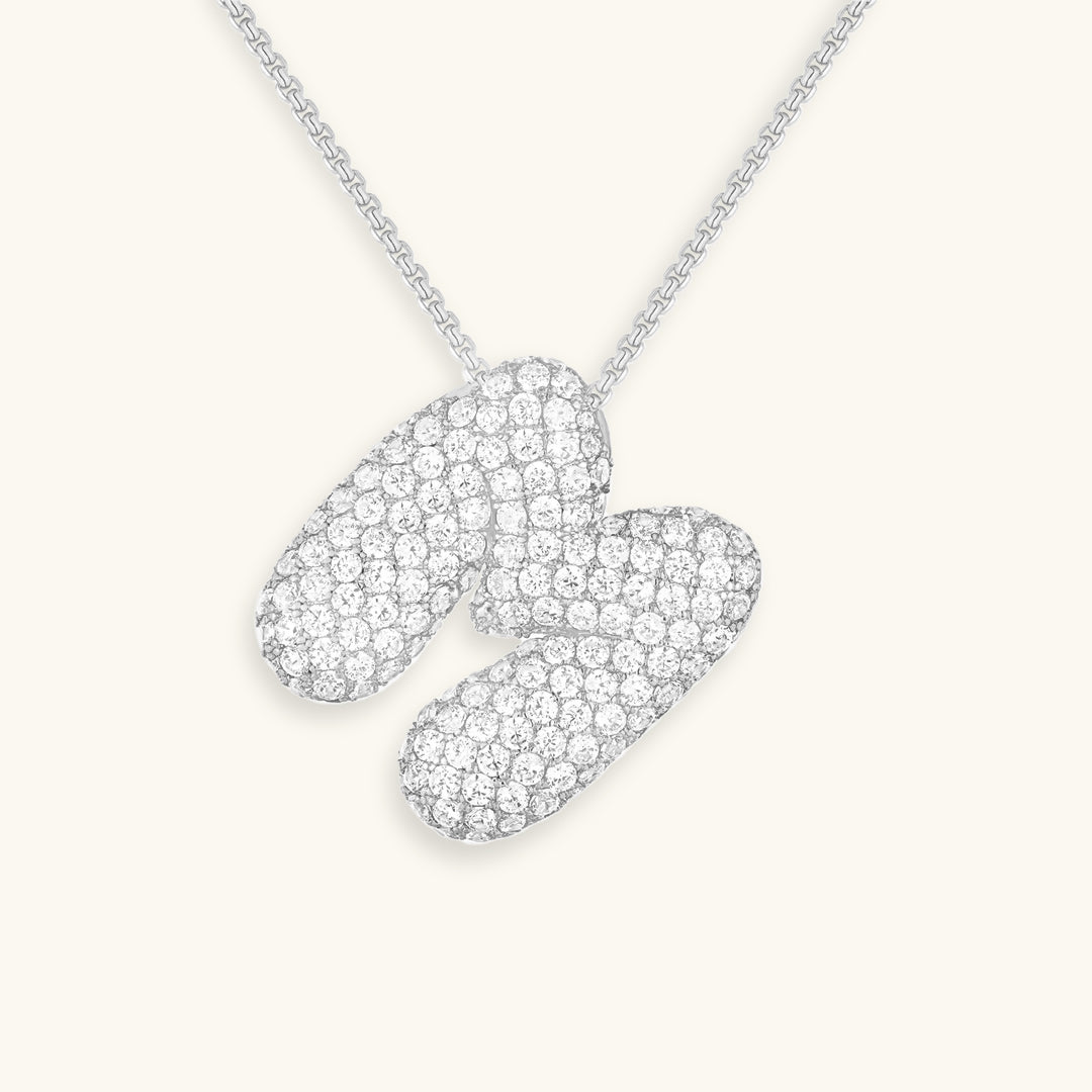 LunaBubble Initial Necklace with Diamond Effect – Personal Gift for Mother's Day
