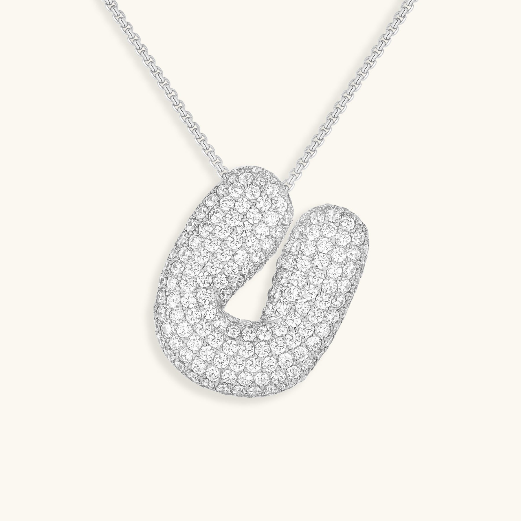 LunaBubble Initial Necklace with Diamond Effect – Personal Gift for Mother's Day