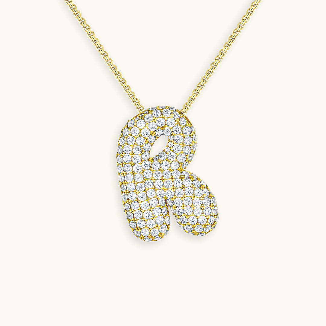 LunaBubble Initial Necklace with Diamond Effect – Personal Gift for Mother's Day