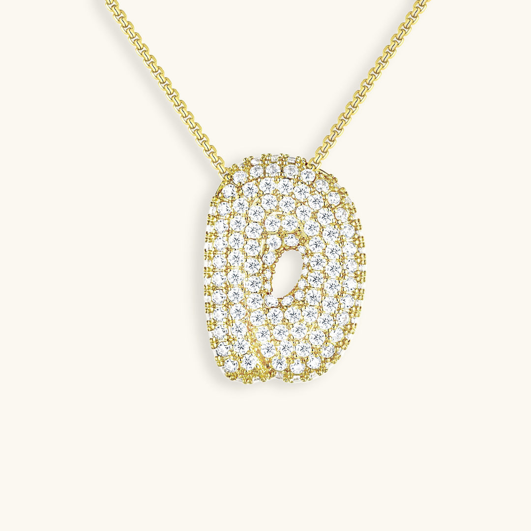 LunaBubble Initial Necklace with Diamond Effect – Personal Gift for Mother's Day