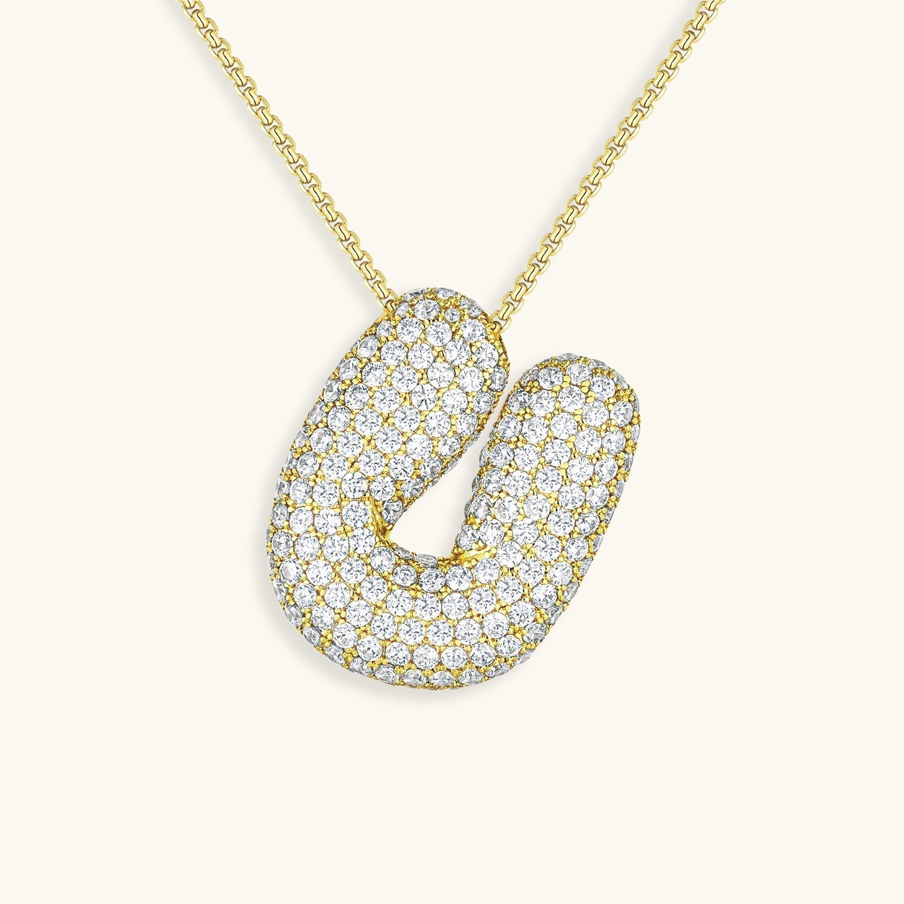 LunaBubble Initial Necklace with Diamond Effect – Personal Gift for Mother's Day