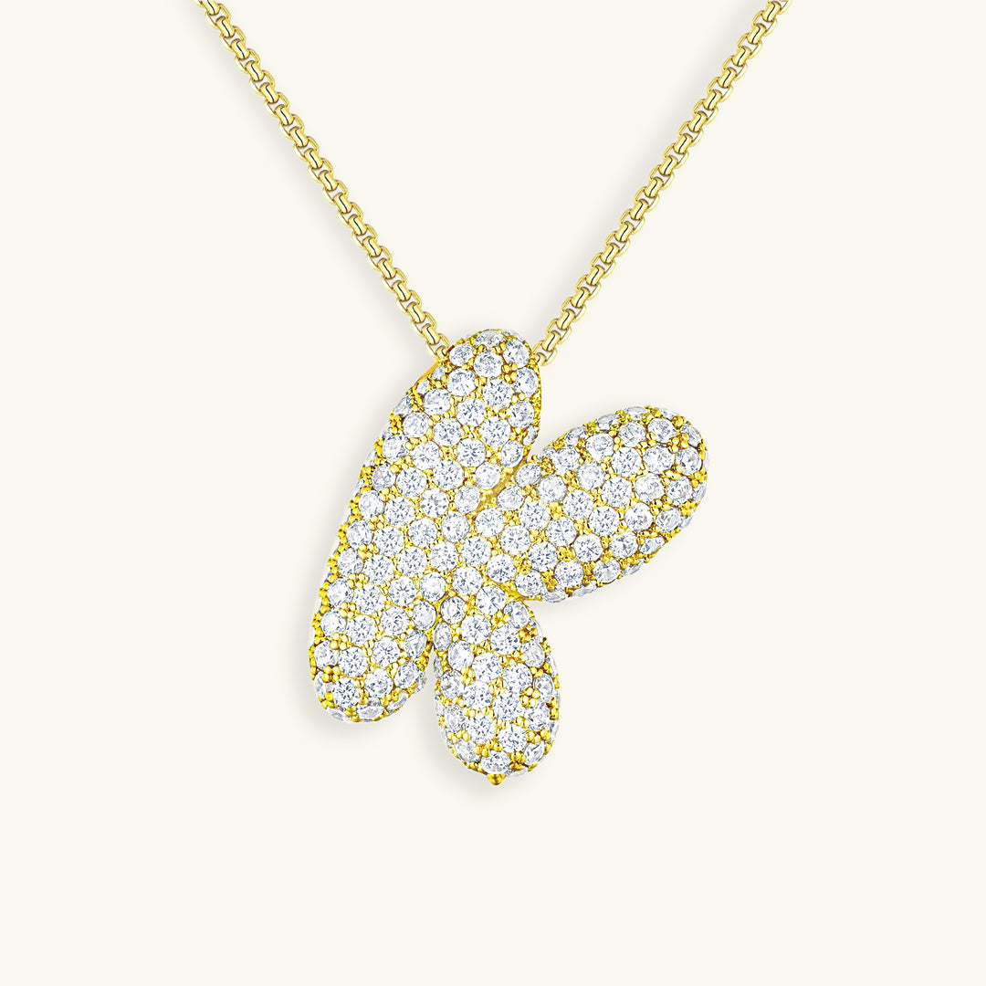 LunaBubble Initial Necklace with Diamond Effect – Personal Gift for Mother's Day