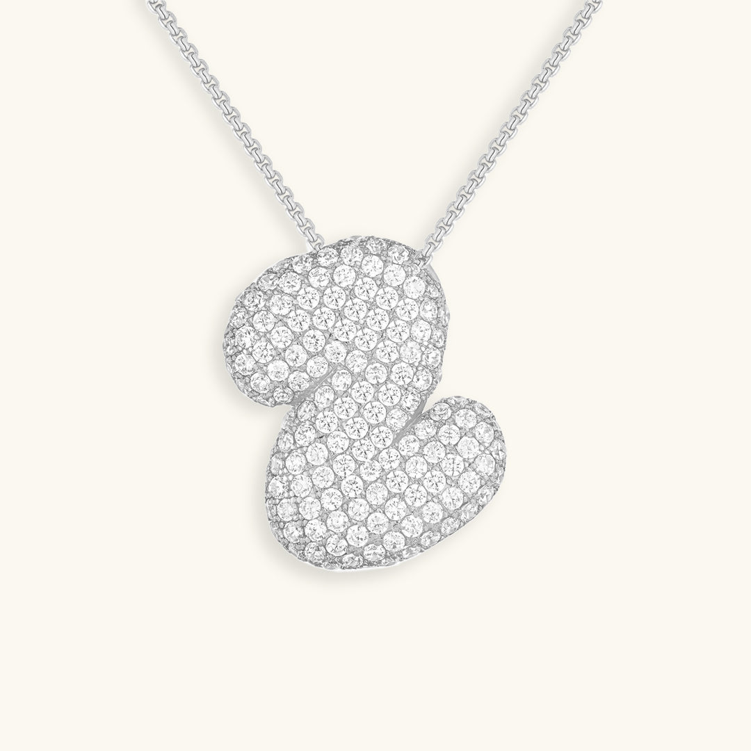 LunaBubble Initial Necklace with Diamond Effect – Personal Gift for Mother's Day