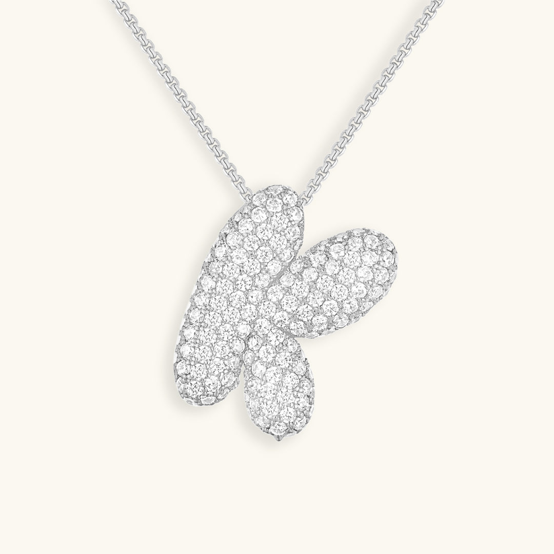 LunaBubble Initial Necklace with Diamond Effect – Personal Gift for Mother's Day