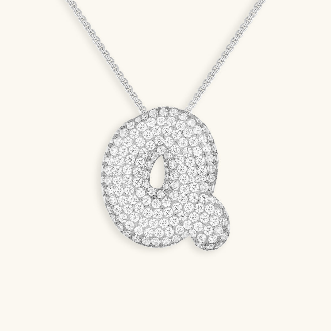 LunaBubble Initial Necklace with Diamond Effect – Personal Gift for Mother's Day